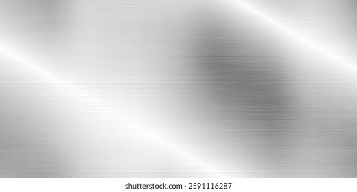 Silver glossy metal plate. Stainless steel background. High detail vector texture.