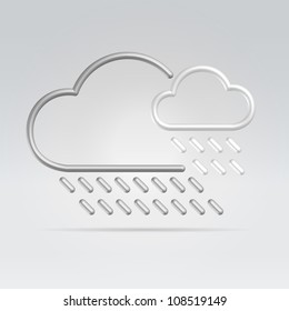 Silver glossy minimalistic rainy cloudy weather icon