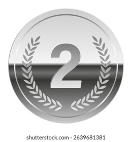 Silver glossy mirror medal for sport and games
