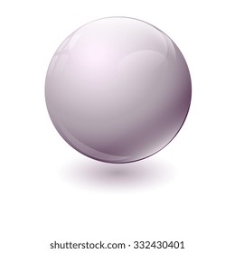 Silver glossy sphere isolated on white. Vector illustration.
