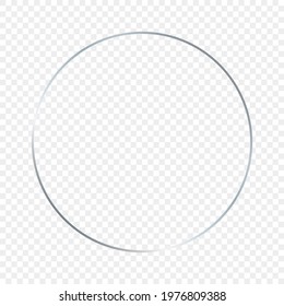 Silver glowing circle frame isolated on transparent background. Shiny frame with glowing effects. Vector illustration.