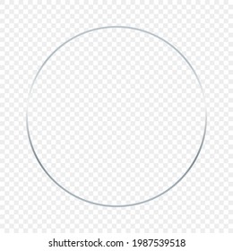 Silver glowing circle frame isolated on transparent background. Shiny frame with glowing effects. Vector illustration.