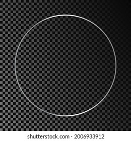 silberner, leuchtender Rahmen einzeln auf dunkeltransparentem Hintergrund. Leuchtender Rahmen mit leuchtenden Effekten. Vektorgrafik