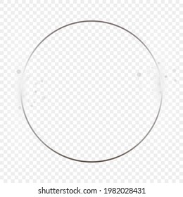 Silver glowing circle frame with sparkles isolated on transparent background. Shiny frame with glowing effects. Vector illustration.