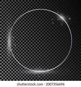 silberfarbener Rahmen mit Funkeln einzeln auf dunkeltransparentem Hintergrund. Leuchtender Rahmen mit leuchtenden Effekten. Vektorgrafik