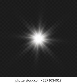 El círculo luminoso plateado de la explosión de la luz, la estrella, la explosión sobre un fondo transparente.