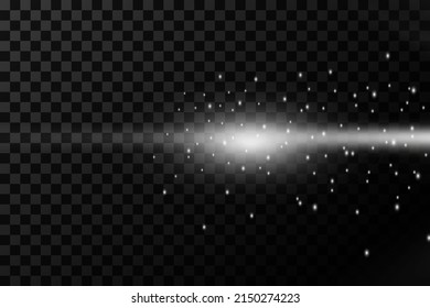 Silver glowing effects, glare and dust isolated on a transparent background. Glow light effect.