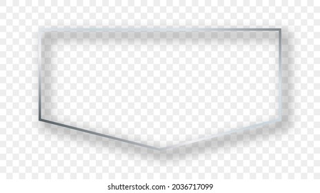 Silver glowing frame with shadow isolated on transparent background. Shiny frame with glowing effects. Vector illustration