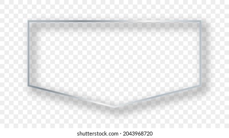 Silver glowing frame with shadow isolated on transparent background. Shiny frame with glowing effects. Vector illustration