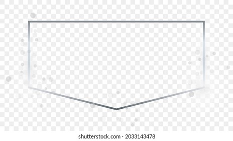 silberfarbener Rahmen mit Funkeln einzeln auf transparentem Hintergrund. Leuchtender Rahmen mit leuchtenden Effekten. Vektorgrafik