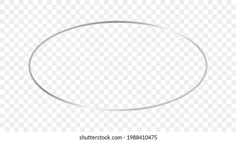 Silver glowing oval shape frame isolated on transparent background. Shiny frame with glowing effects. Vector illustration.