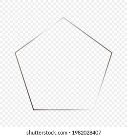 Silver glowing pentagon shape frame isolated on transparent background. Shiny frame with glowing effects. Vector illustration.