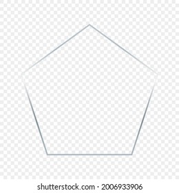 Silver glowing pentagon shape frame isolated on transparent background. Shiny frame with glowing effects. Vector illustration.