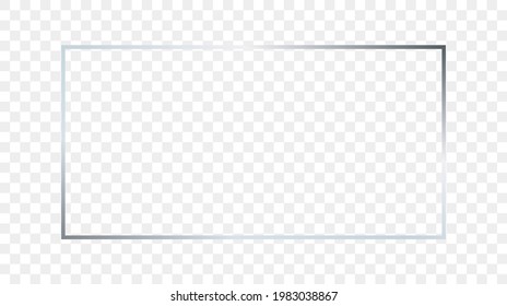 Silver glowing rectangular shape frame isolated on transparent background. Shiny frame with glowing effects. Vector illustration