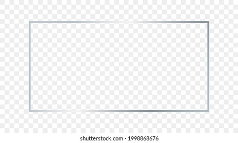 silberglühender, rechteckiger Rahmen einzeln auf transparentem Hintergrund. Leuchtender Rahmen mit leuchtenden Effekten. Vektorgrafik