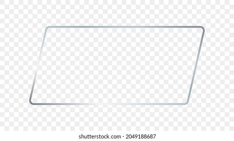 Silver glowing rectangular shape frame isolated on transparent background. Shiny frame with glowing effects. Vector illustration