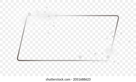 Silver glowing rectangular shape frame with sparkles isolated on transparent background. Shiny frame with glowing effects. Vector illustration