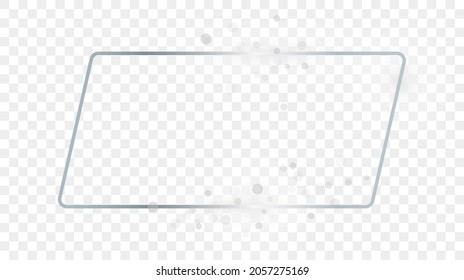 Silver glowing rectangular shape frame with sparkles isolated on transparent background. Shiny frame with glowing effects. Vector illustration