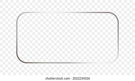 Silver glowing rounded rectangular frame isolated on transparent background. Shiny frame with glowing effects. Vector illustration.