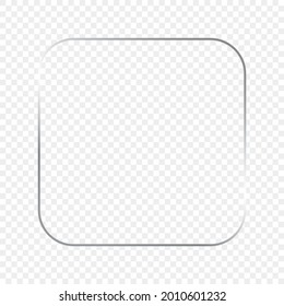 Silver glowing rounded square frame isolated on transparent background. Shiny frame with glowing effects. Vector illustration