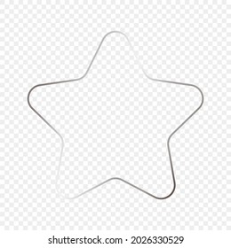 Silver glowing rounded star shape frame isolated on transparent background. Shiny frame with glowing effects. Vector illustration