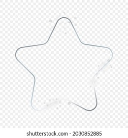 Silver glowing rounded star shape frame with sparkles isolated on transparent background. Shiny frame with glowing effects. Vector illustration