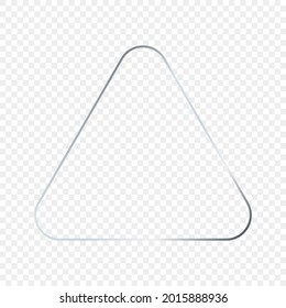 Silver glowing rounded triangle frame isolated on transparent background. Shiny frame with glowing effects. Vector illustration