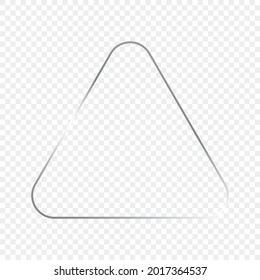 Silver glowing rounded triangle frame isolated on transparent background. Shiny frame with glowing effects. Vector illustration