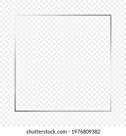 Silver glowing square frame isolated on transparent background. Shiny frame with glowing effects. Vector illustration.