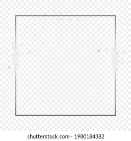 Silver glowing square frame with sparkles isolated on transparent background. Shiny frame with glowing effects. Vector illustration.