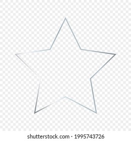 silberfarbener Sternrahmen einzeln auf transparentem Hintergrund. Leuchtender Rahmen mit leuchtenden Effekten. Vektorgrafik.