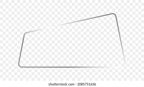 Silver glowing trapezoid shape frame isolated on transparent background. Shiny frame with glowing effects. Vector illustration