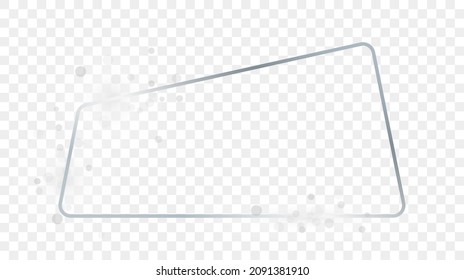 Silver glowing trapezoid shape frame with sparkles isolated on transparent background. Shiny frame with glowing effects. Vector illustration
