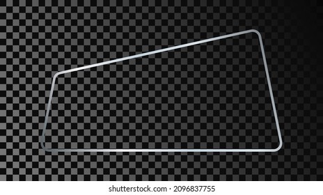 silberglühender trapezischer Rahmen einzeln auf dunkeltransparentem Hintergrund. Leuchtender Rahmen mit leuchtenden Effekten. Vektorgrafik