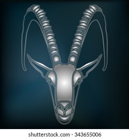 Silver goat portrait, zodiac Capricorn sign for astrological predestination and horoscope