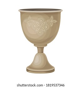 Silver Goblet or Drinking Cup with Ornament as Georgia Country Attribute Vector Illustration