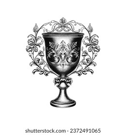 silver goblet with nostalgic flower motif