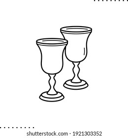 silver goblet, Passover seder arrangement vector icon in outline