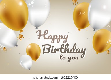 Silver and gold balloon for celebrating.Happy birthday.