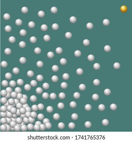 Bolas de plata y oro sobre fondo liso. Gráficos vectoriales.