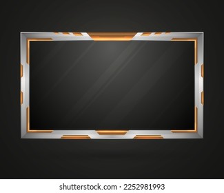Panel de pantalla de juego de sobreposición de borde dorado y plateado para transmisión de vídeo