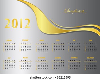 Silver and gold calendar 2012