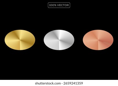 Silver gold circle gradient palette. Bronze aluminum brushed plate. Metal material radial glossy surface sheet. Holographic stainless steel texture background