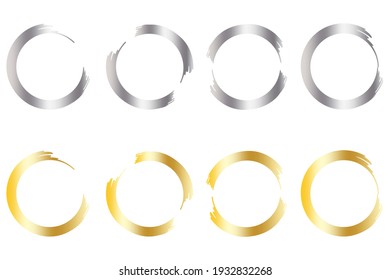 Silver gold circles set on white background. Glitter backdrop. Bright star. Wedding design. Vector set. Stock image. EPS 10.