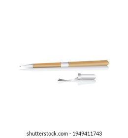 Silver and gold color pen, Vector and illustration ballpoint pen design mockup
