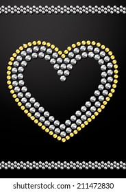 Silver And Gold Crystal Sequins Heart Design .