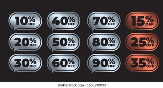 Silver and Gold Discount badge or label. 