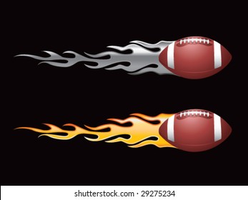 silver and gold flaming footballs