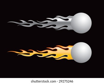 silver and gold flaming ping pong balls