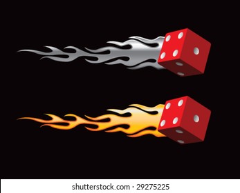 Silver And Gold Flaming Red Dice